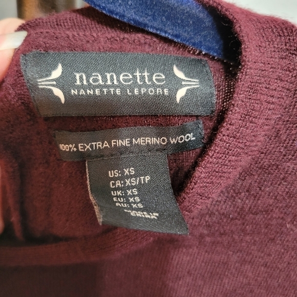 Nanette Lepore Burgundy Wool Sweater with Bell Sleeves Size XS - Picture 6 of 8